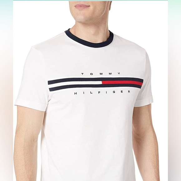 Tommy Hilfiger Mens Extra Small Short Sleeve Tee Logo White - Picture 1 of 7